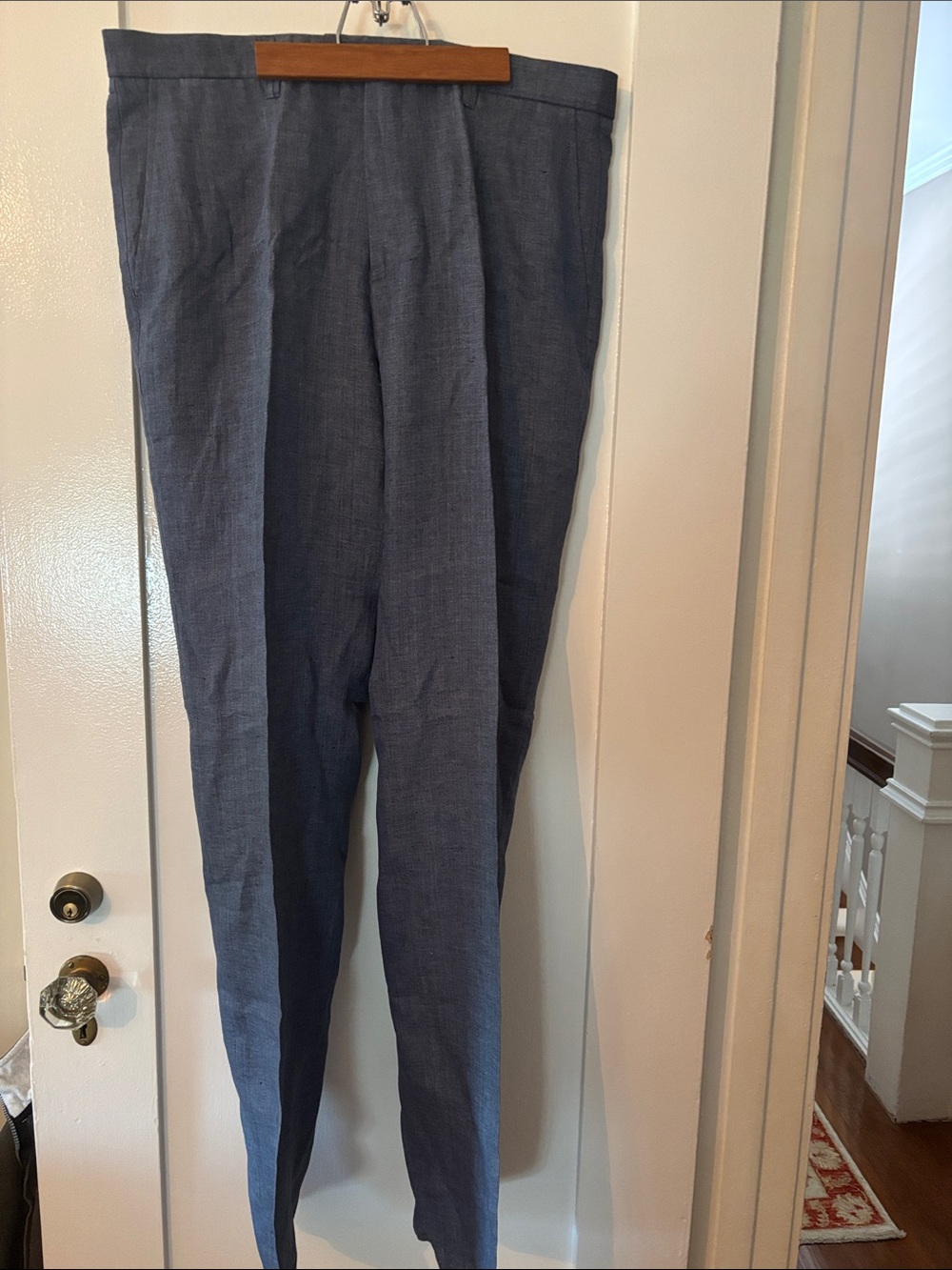 Luciano Barbera Gray Denim-Look Linen Dress Pants - Picture 5 of 5